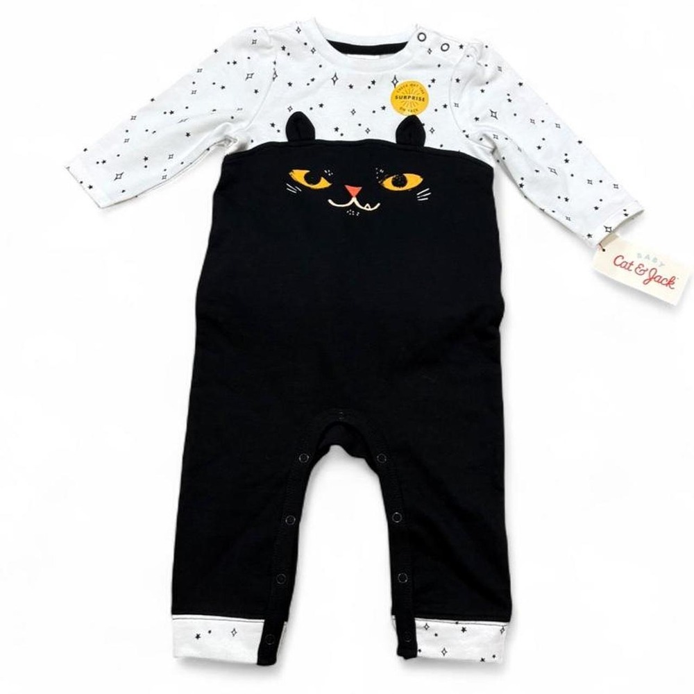 Spooky Kitty Ruffle Romper Whimsygoth Witchy Cat & Jack Halloween Festival 3-6M